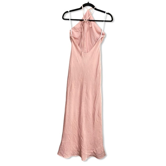 Michael Costello x Revolve Millie Gown dress Blush pink Halter maxi slip Flaw S - Picture 5 of 10